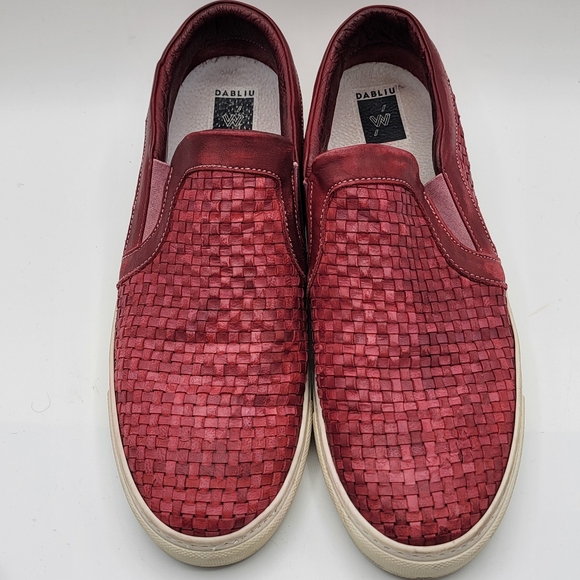 Dabliu Men's Red Leather Sneakers Size 46 (US 12)  #1310 - Picture 5 of 6